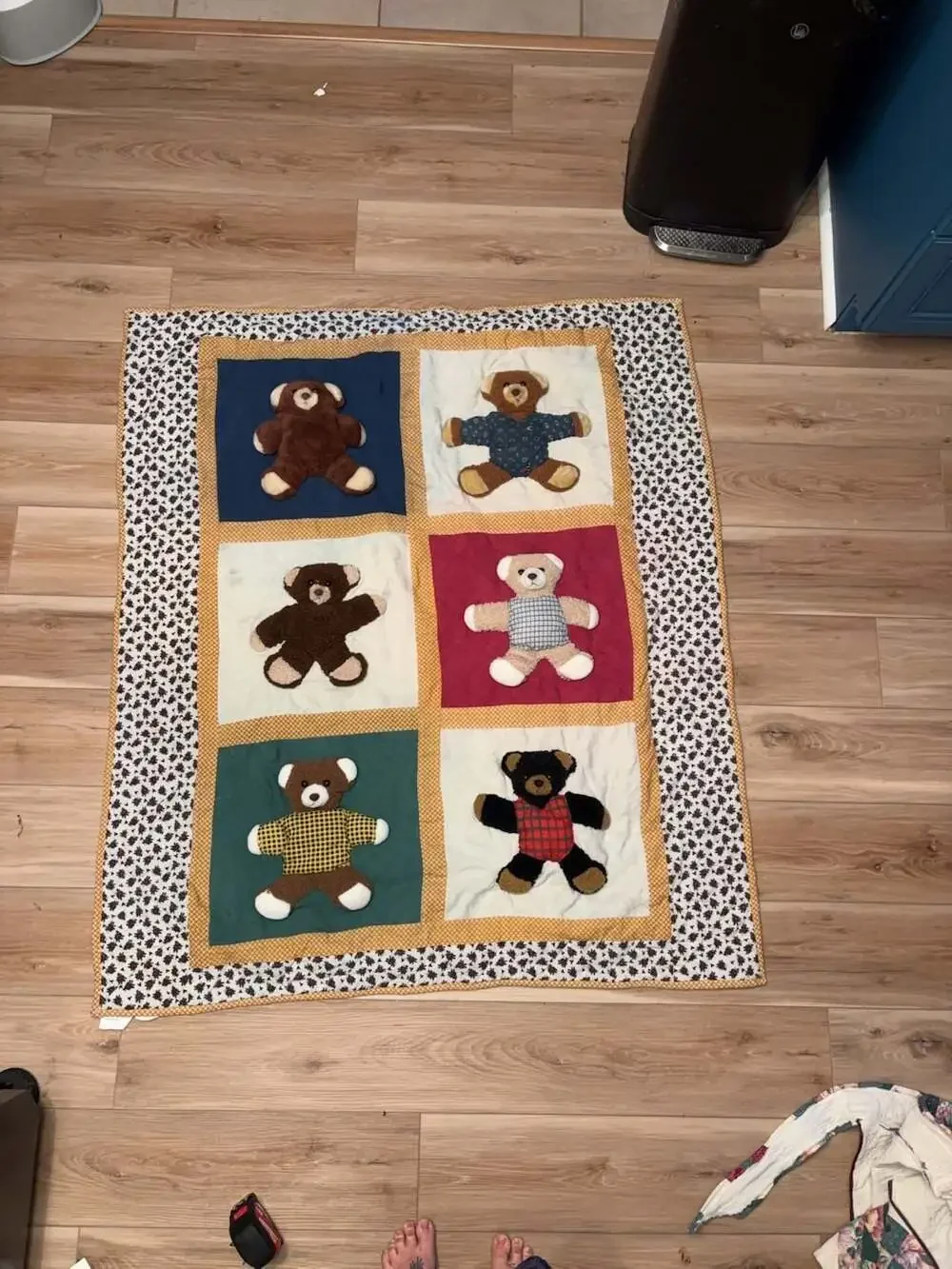 3D Teddy Bear Quilt Crib Blanket Play Mat Wall Hanging 53 x 46